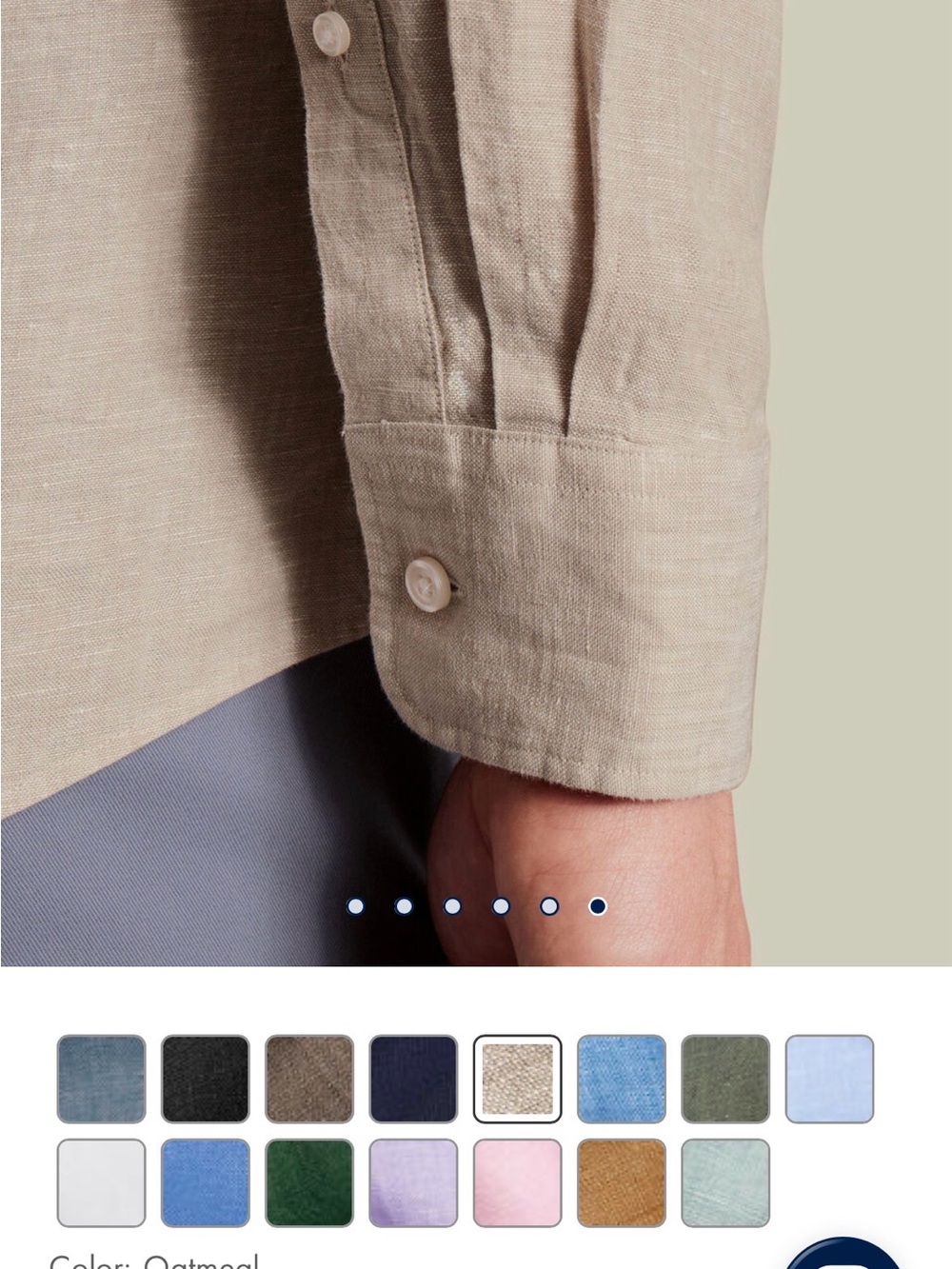 NWT Charles Tyerwhitt Men’s 100% Linen Button-Up Shirt, slim fit Medium - Picture 8 of 8